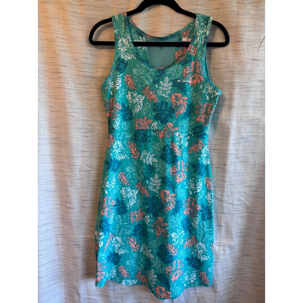 Columbia PFG Freezer III Dress Womens Small Teal Pink Tropical Floral Mesh Back
